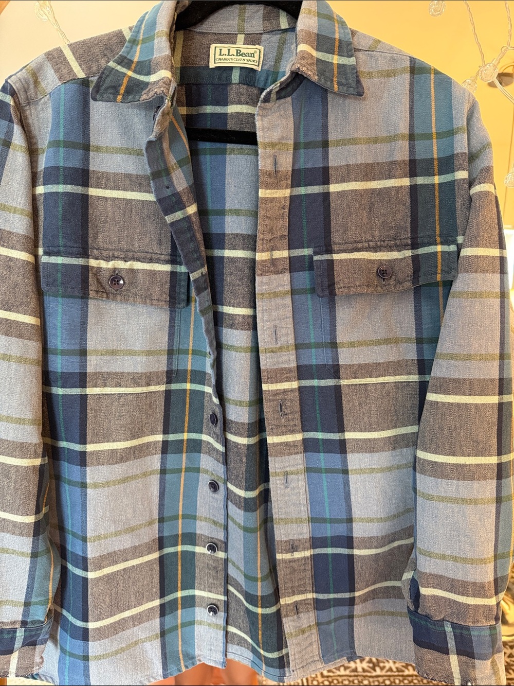 Vintage L. L. Bean Blue, Green & Navy Plaid Flannel Shirt